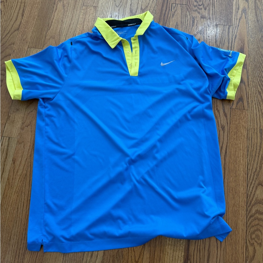 Nike Men's Blue and Yellow Polo Shirt